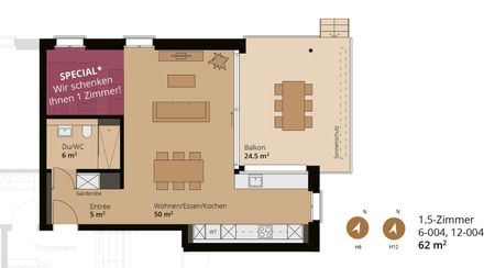 1.5 Zimmer, 62 m², EG - Photo 5