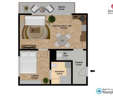 Pronájem bytu 2+kk 51 m², Nepelova , Praha - Фото 2