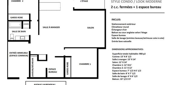 Grand 4 1/2 Av Espace Bureau Stat Ext - Photo 3