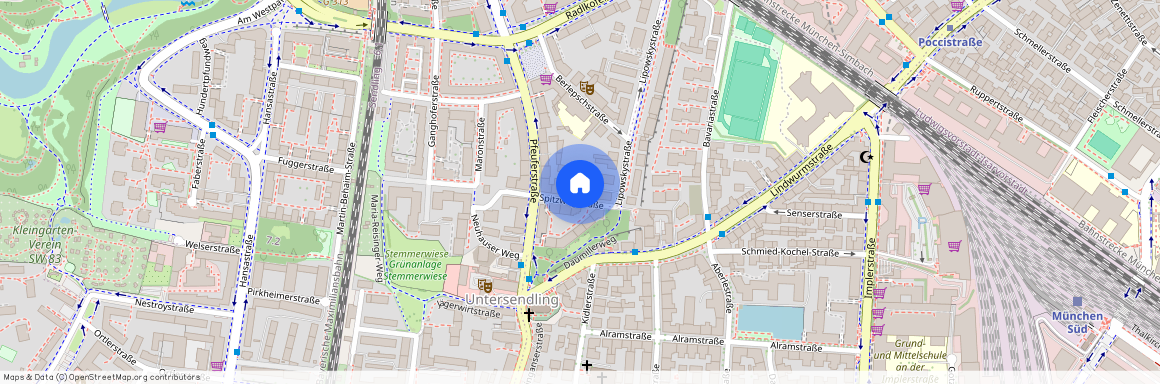 Spitzwegstraße, 81373 München Sendling ca. 3, 4 km south-west of Munich-center