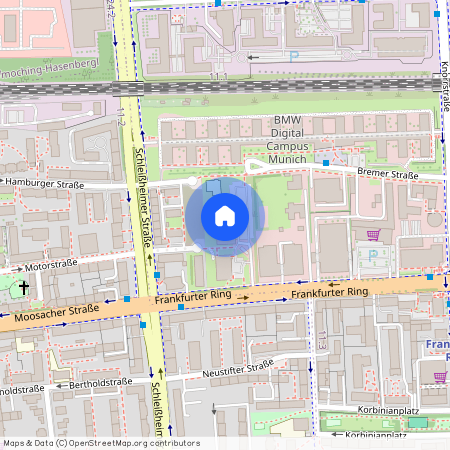 Frankfurter Ring, 80807 München Milbertshofen ca. 5, 5 km north of Munich-center