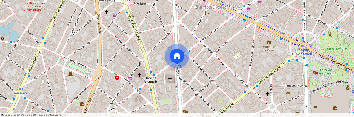 Rue du Boccador entre avenue Montaigne et Avenue George V 75008 Paris (8e arrondissement)