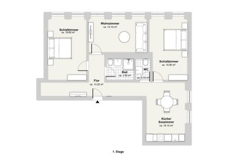 3 Zimmer, 84 m², 1. Stock - Foto 3