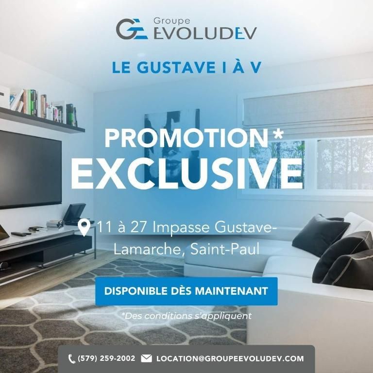 Le Gustave I-V | Unités locatives neuves 4 1/2 & 5 1/2, St-Paul - Photo 1