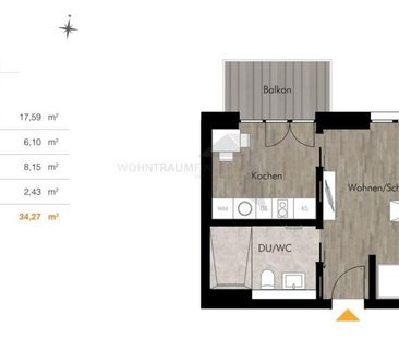Singles aufgepasst! Energieeffiziente 1-Raum-Wohnung mit Einbauküch... - Photo 1