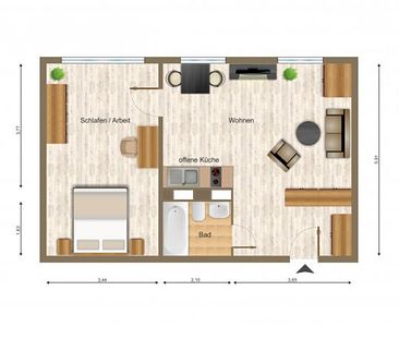 Wohnung, 2 Zimmer (53 m²) - Foto 3