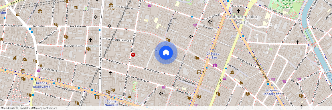 rue d`Enghien entre cour des petites Ecuries et rue du Fauboug St Denis 75010 Paris (10e arrondissement)