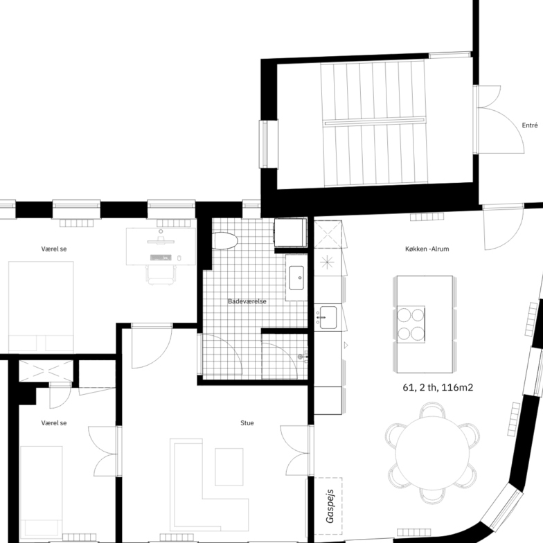4 værelses – Vestergade 61, 2. th – Odense C - Photo 2