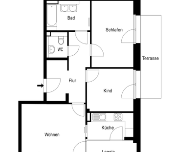 3-Zimmer-Wohnung mit Einbauküche und Terrasse mit Gartenanteil 15.02 - Foto 2