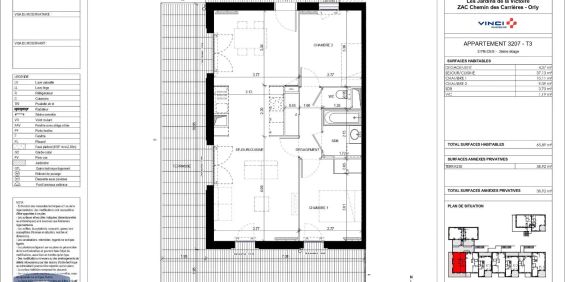 Appartement à louer 3 pièces 65.89m² - Photo 3