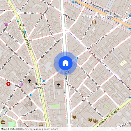 Rue du Boccador entre avenue Montaigne et Avenue George V 75008 Paris (8e arrondissement)