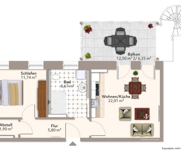 Gemütliche 2-Raum-Wohnung im 1. Obergeschoss mit Balkon - Photo 4