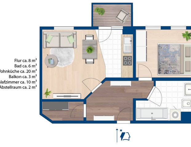 Frühstück auf dem Balkon? Hübsche 2-Raum-Wohnung im Paulusviertel. - Photo 1