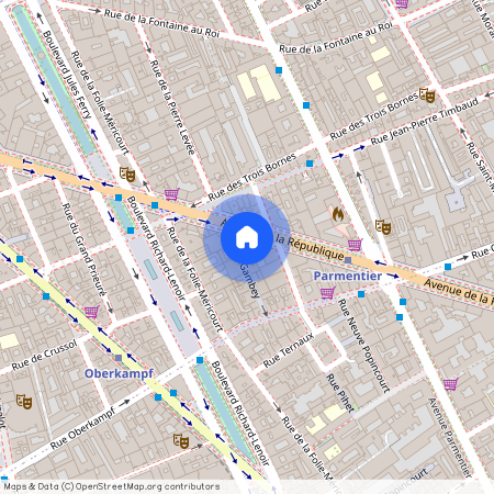 Rue Oberkampf et Avenue Parmentier 75011 Paris (11e arrondissement)
