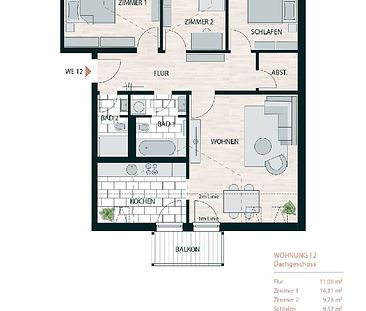 Traumhafte 4-Zimmer-Wohnung mit 2 Balkonen - Foto 4