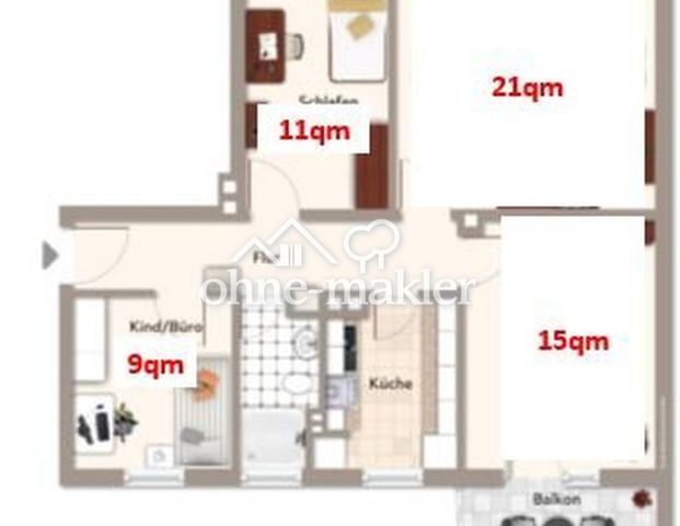 WG möblierte 4-Zimmer Wohnung Uni-Nähe, Arcaden, Zentral - Photo 1