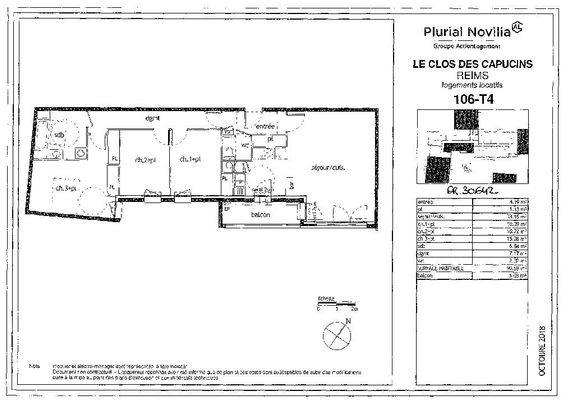 Location appartement T4 90.69m² à Reims (51100) Loyer CC * : 961.71 € Réf : ER.30642 - Photo 1