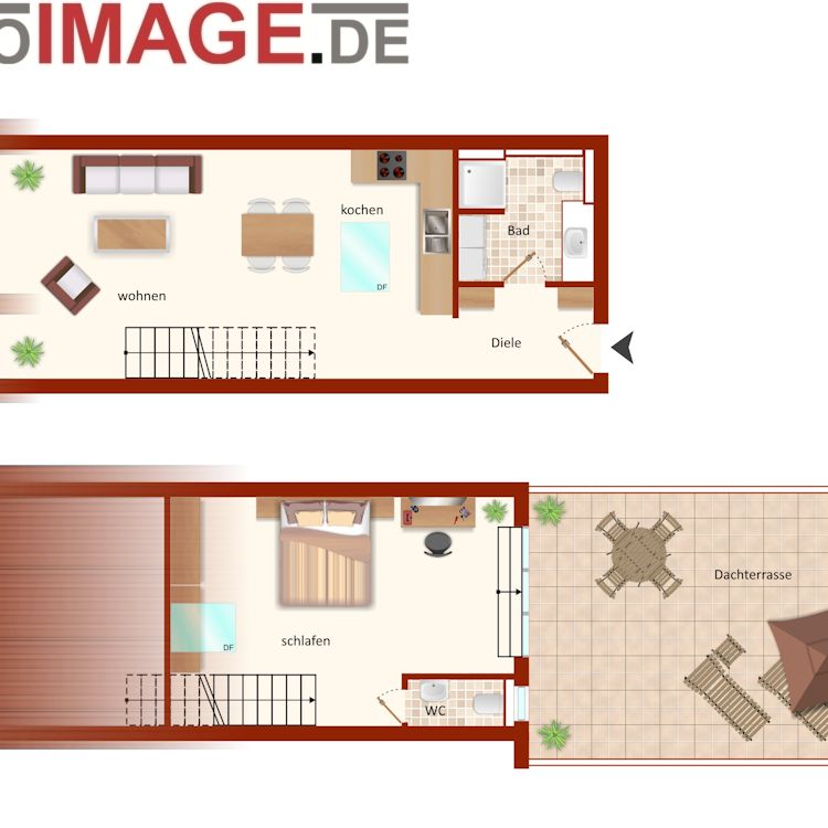 Riesige Dachterrasse mit moderner 2-Zimmerwohnung und Garagenplatz - Foto 1