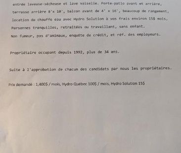 Logement dans un haut de duplex 5 1/2 à louer - Photo 1