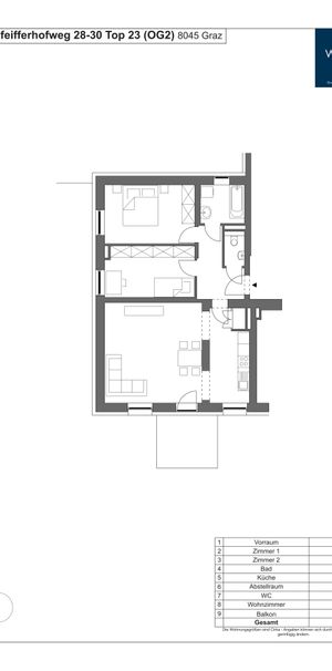 Pfeifferhofweg Top 23 : 3- Zimmerwohnung in Andritz mit Balkon (gefördert bis 30.06.2026) - Photo 2