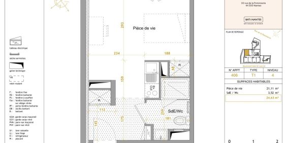 Location Appartement 1 pièce Meublé 24m² NANTES 44300 - Photo 3