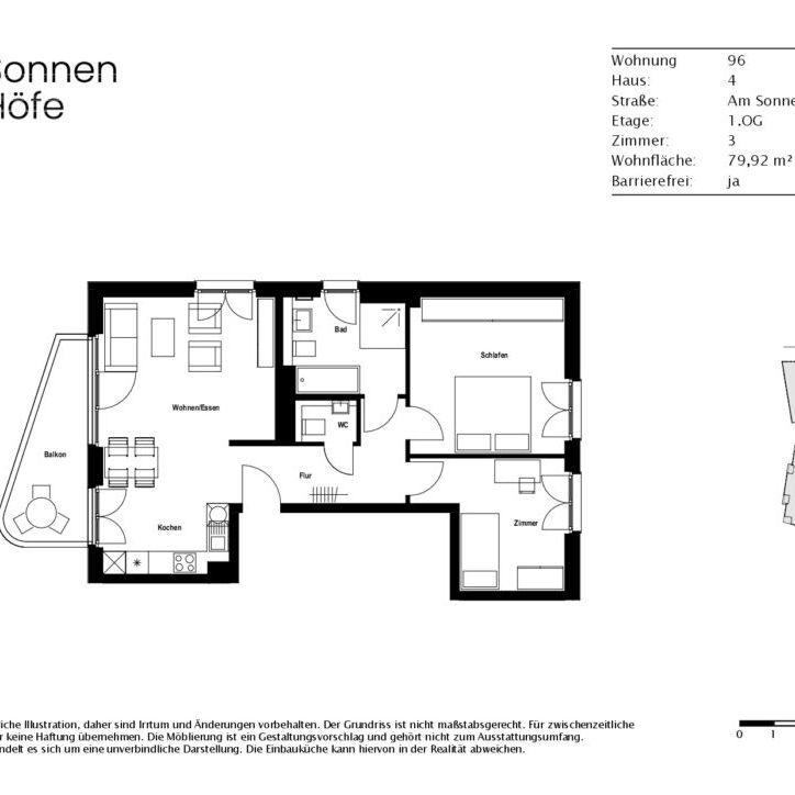 Perfekt für Paare: 3-Zimmer-Wohnung mit moderner Einbauküche und separatem Gäste-WC - Photo 1