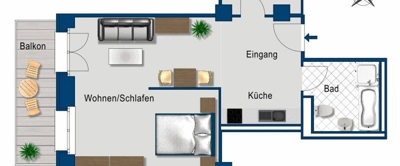 Großzügige 1-Zimmer-Wohnung mit Balkon in Friedrichstadt - Foto 1