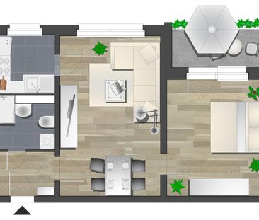 Am Stadtrand gelegene 2-Raum-Wohnung - Foto 5