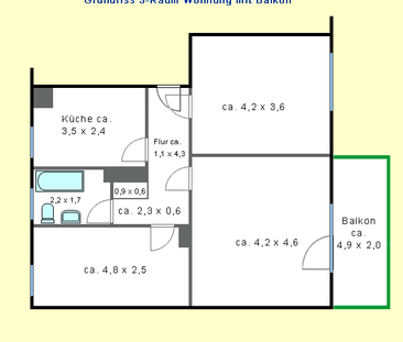 3-Raum-Wohnung im EG mit großem verglasten Balkon - Foto 5