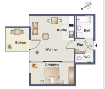 Schöne Wohnung im 2. Bezirk, in unmittelbarer Nähe zur Donau, mit Balkon - Foto 3