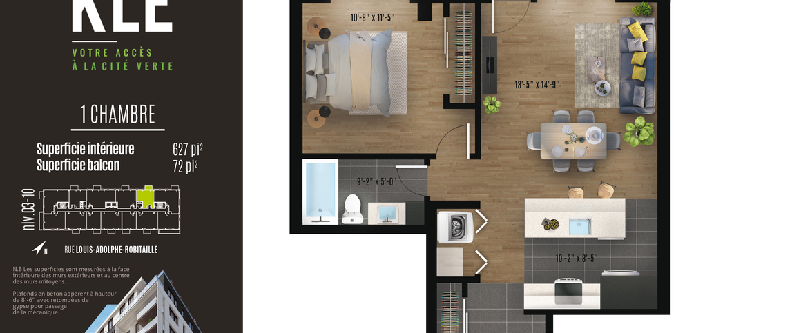 La Klé - Phase 2 - Bloc A - 3½ - Photo 1