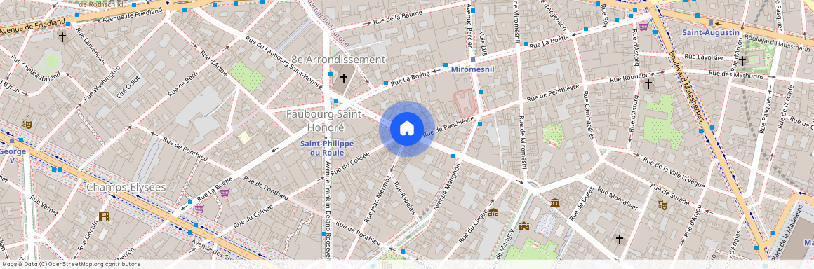Rue Jean Mermoz et Rue du Faubourg Saint-Honoré 75008 Paris (8e arrondissement)