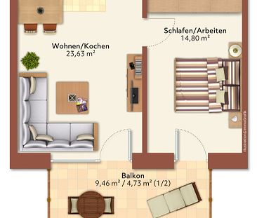 Mitte // 2 Zimmer Wohnung mit Weserblick - Foto 3