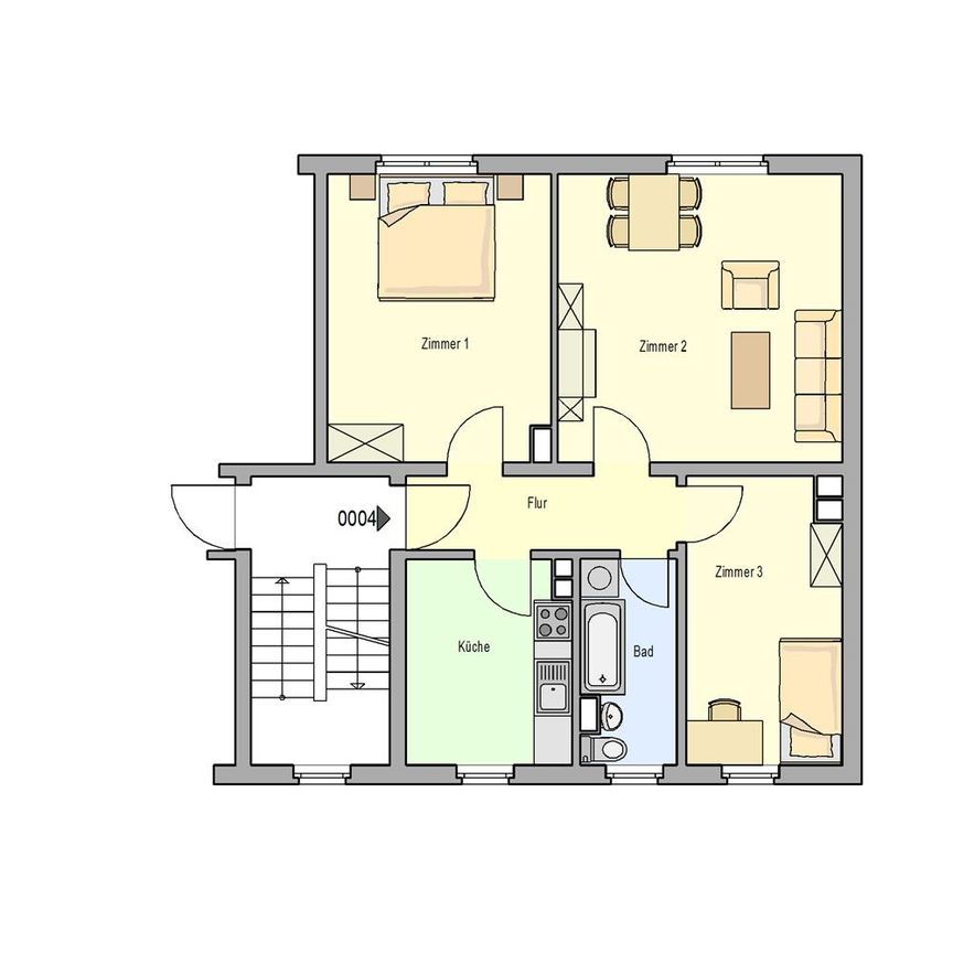 Drei Zimmer, alles mit Fenster, ruhige Randlage, - Photo 2