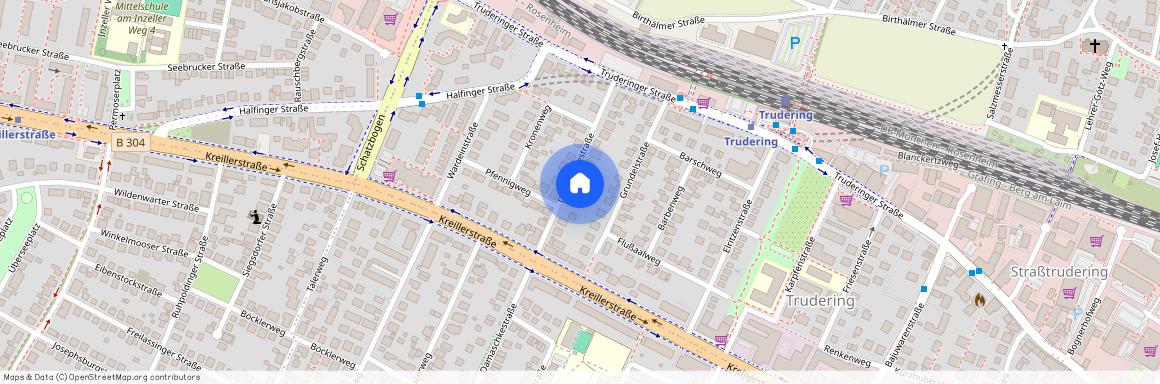 Damaschkestraße, 81825 München Trudering ca. 6, 1 km east of Munich-center