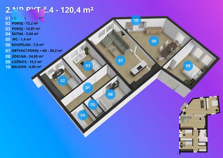 Pronájem bytu 4+kk 120 m² - Фото 5