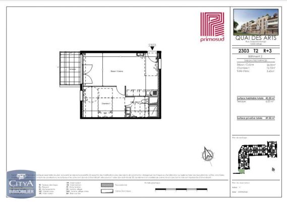 Appartement à louer 2 pièces 43.5m² - Photo 1