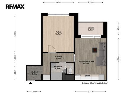 Pronájem bytu 2+kk v osobním vlastnictví 46 m², Tábor - Photo 2