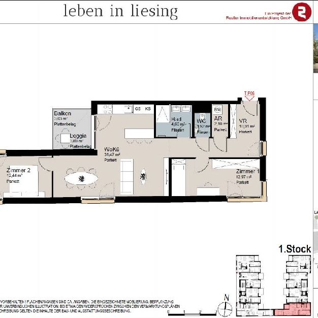 Neubauhit - 3-Zimmerwohnung mit Balkon in Hofruhelage | Fertigstellung 2025 - Foto 1