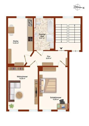 Top-Lage, renoviert: 2-Zimmer-Wohnung mit neuem Bad - Photo 3