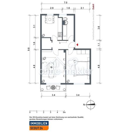 grün, ruhig, hell, 2-Zimmer, Fort Hahneberg, frei ab sofort, Westbalkon - Photo 2