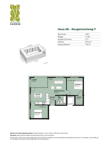 3.5 Zimmer, 67 m², 4. Stock - Photo 2