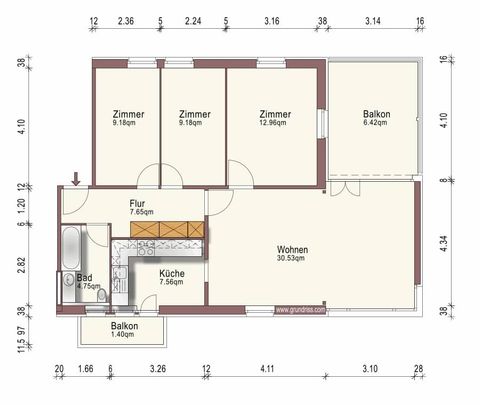 4.5 Zimmer, 85 m², 1. Stock - Photo 1