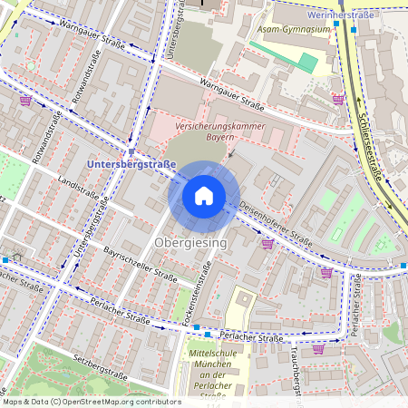 Deisenhofener Straße, 81539 München Obergiesing ca. 3, 1 km south of Munich-center