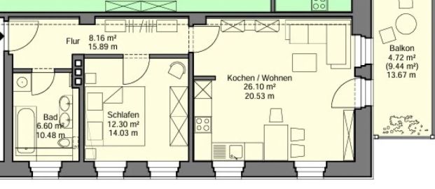 Tolle 2 Raumwohnung mit Kamin und Balkon in ruhiger Wohngemeinschaft - Photo 1