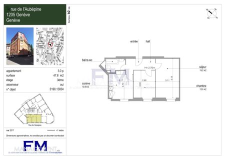 Rue de l'Aubépine, 3 pièces au 3ème étage, env. 47 m2 - Foto 5
