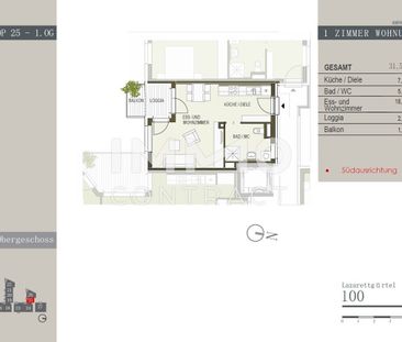 Zentrale, geförderte SINGLE-WOHNUNG mit Balkon-Lazarettgürtel 100 -... - Foto 4