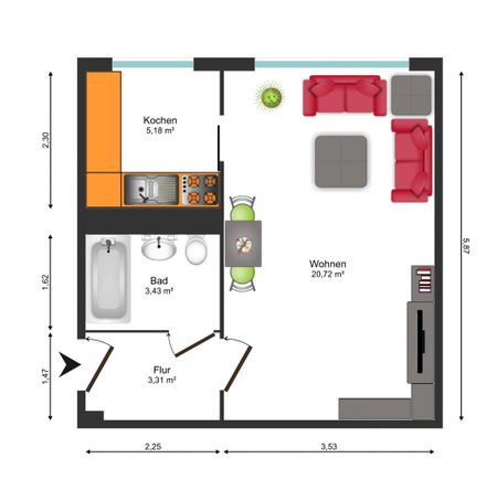 1-Raum-Wohnung für Azubis und Studenten - Foto 4