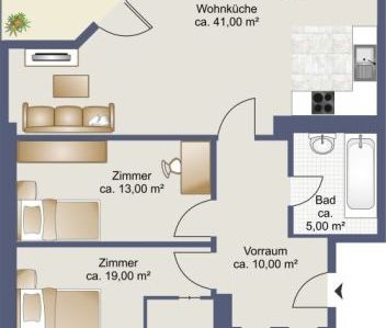 2er WG ca. 93 m² + 6 m² Terrasse - Photo 2