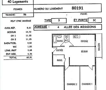 Location appartement T3 60.91m² à Fismes (51170) Loyer CC * : 475.41 € Réf : ER.80191 - Photo 1